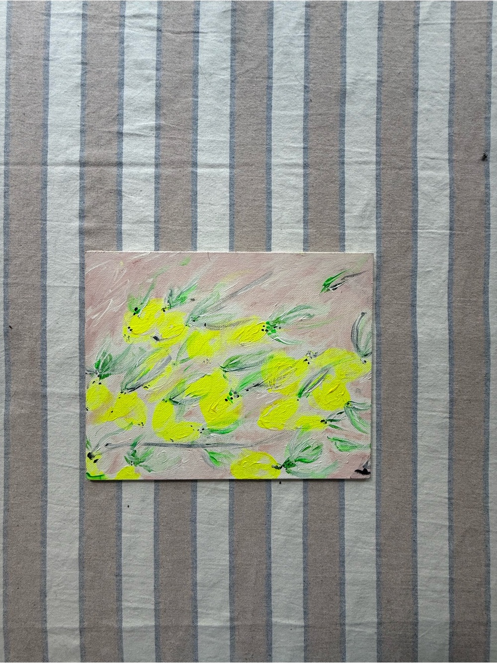 Hand-Painted Bright Yellow Lemon Canvas Art - Bright Kitchen Wall Decor